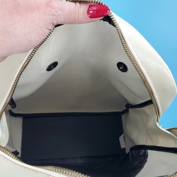 Vintage cream and black leather tote - Picture 9 of 16